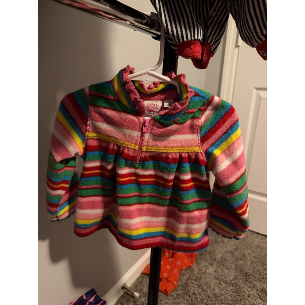 Vintage The Children's Place Fleece Quarter Zip Rainbow Stripe Toddler 18M Y2K
